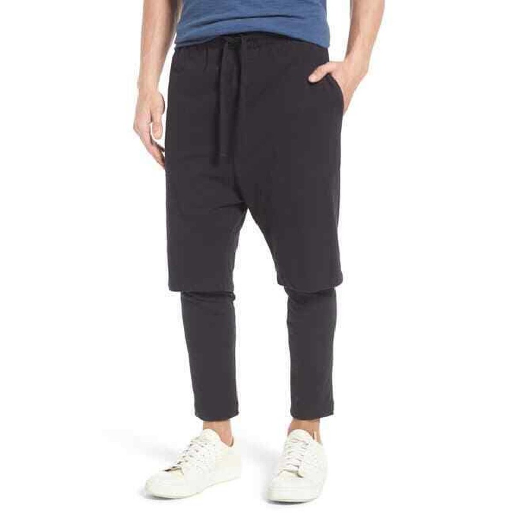 Vince Double Layer Elastic Drawstring Pants Black